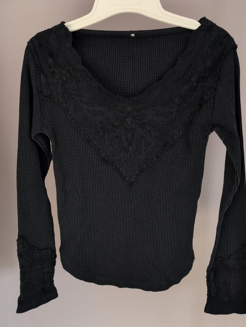Free People Butterfly Cuff Black Thermal Long Sleeve